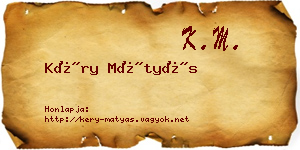 Kéry Mátyás névjegykártya